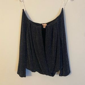 Off shoulder glittery evening blouse